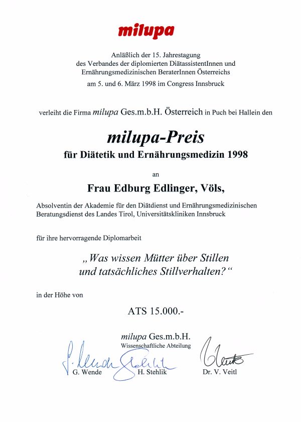 Wissenschaftspreis Edburg Edlinger 1998